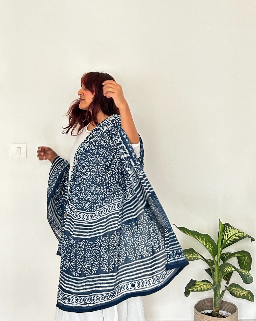dupatta, indigo dupatta, kimono, cotton dupatta, indigo cotton dupatta