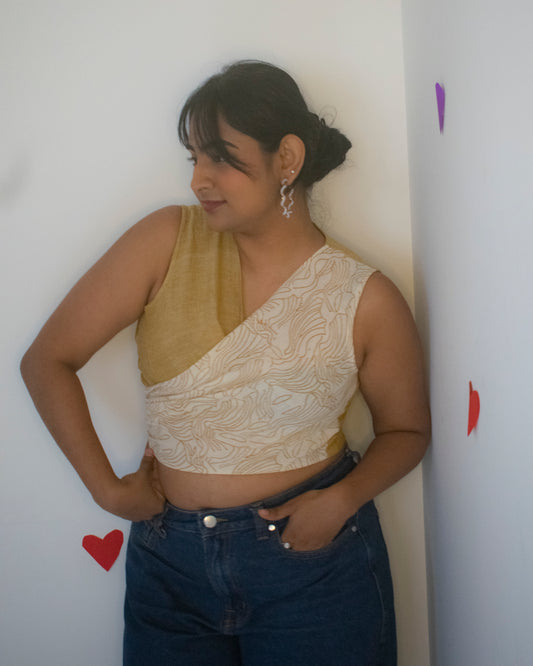 Coconut Barfi Reversible Wrap Top With Tie Up Detail