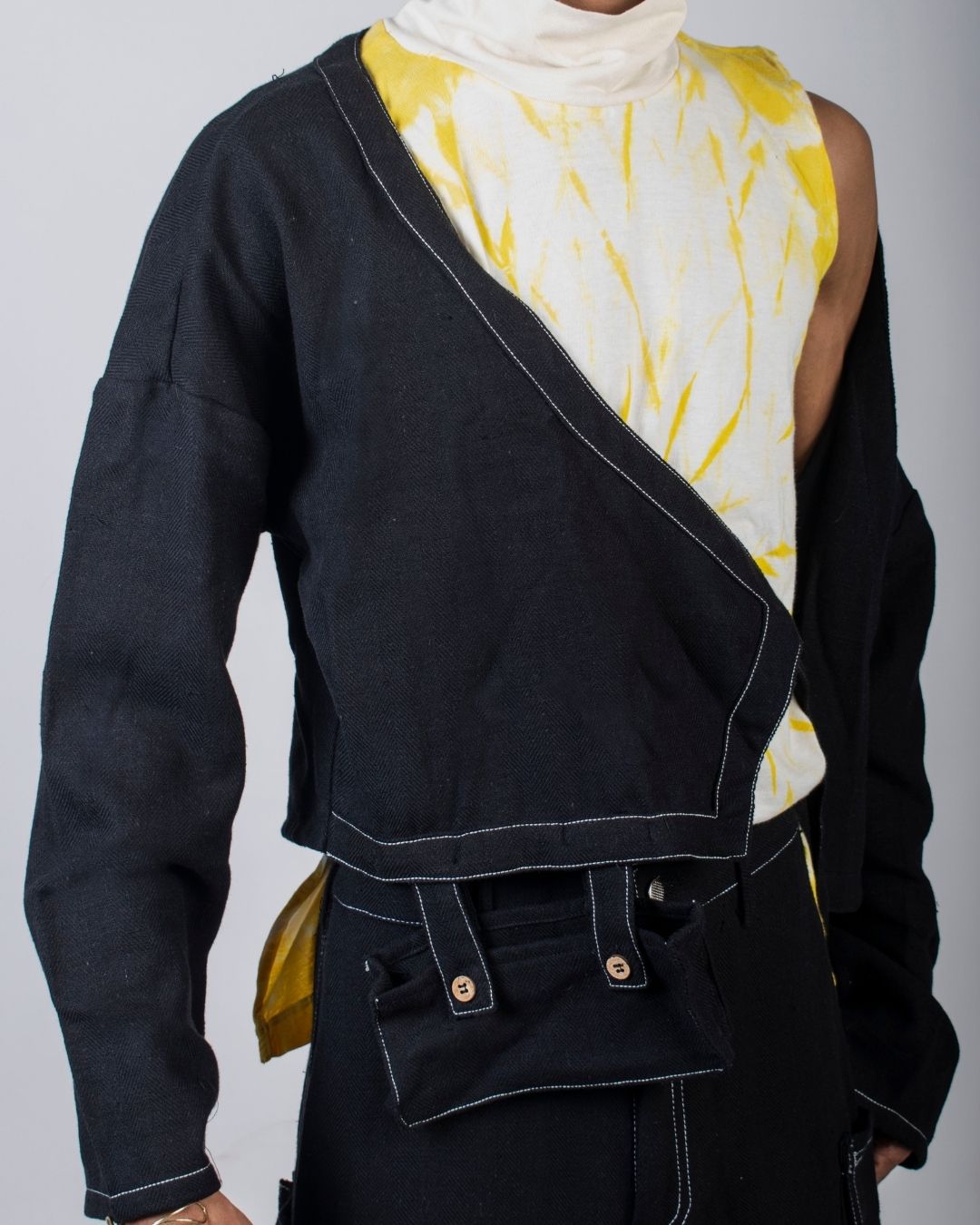 Black twill cropped jacket