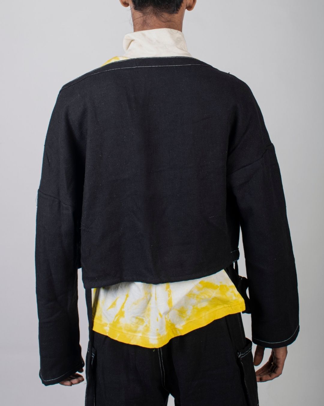 Black twill cropped jacket