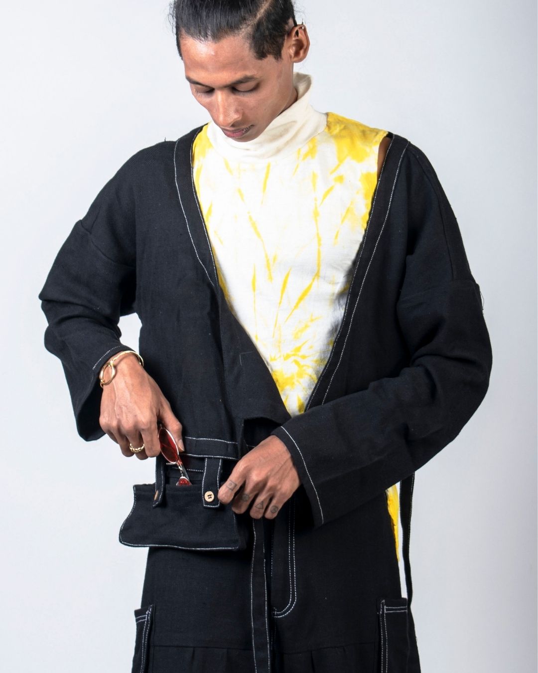 Black twill cropped jacket