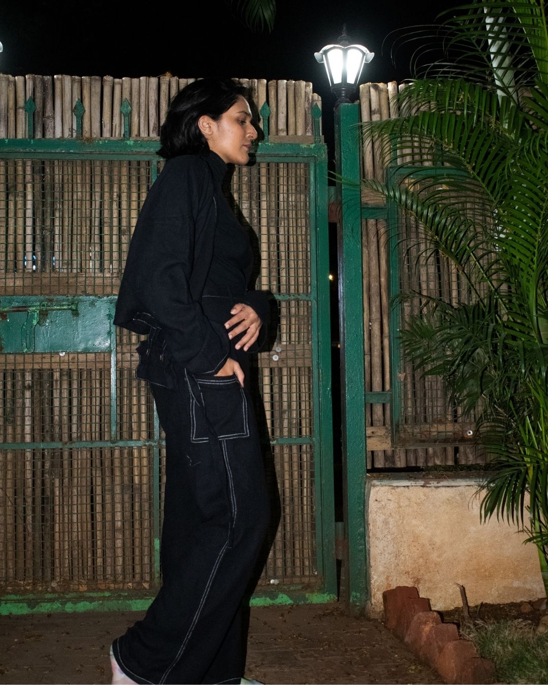 Black twill cropped jacket