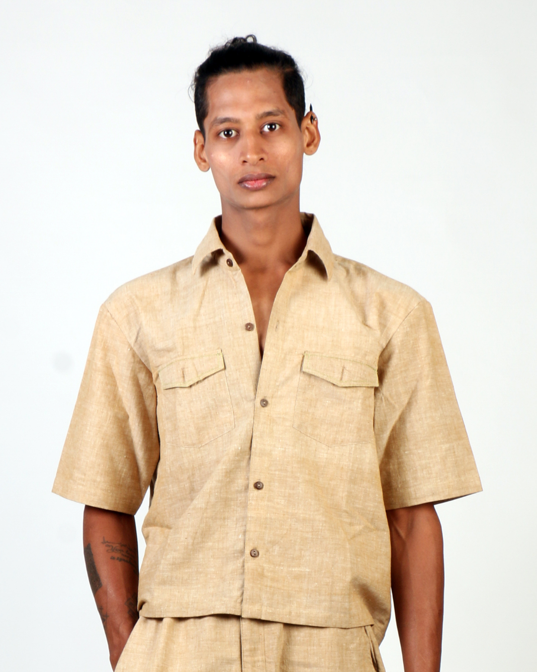 Green/Brown cotton shirt