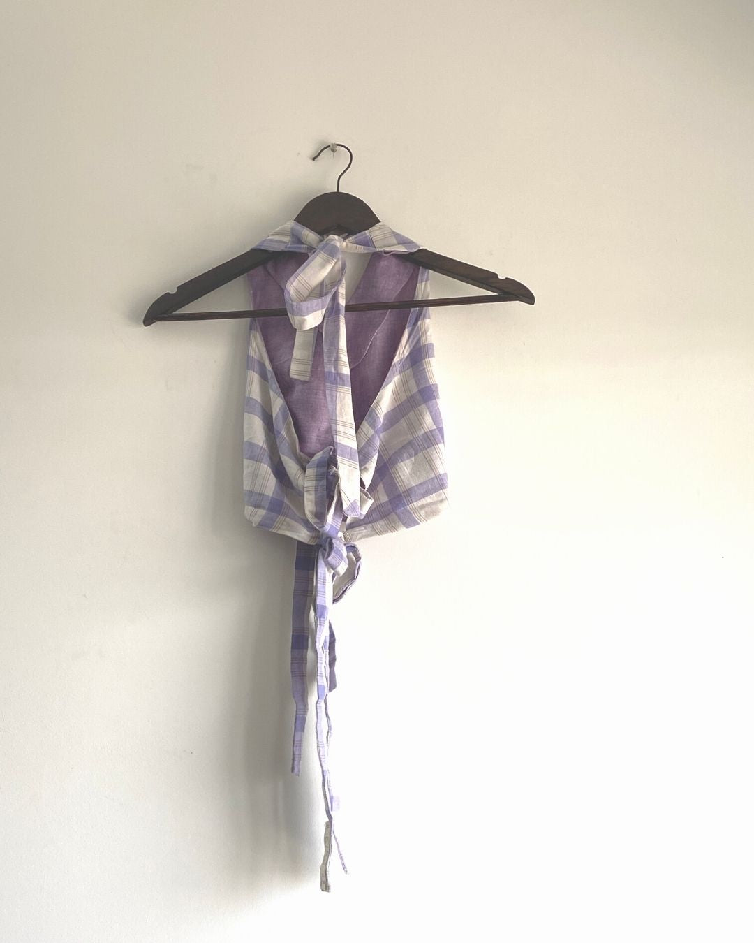 Halter neck cotton reversible top| Checks and Purple ulta