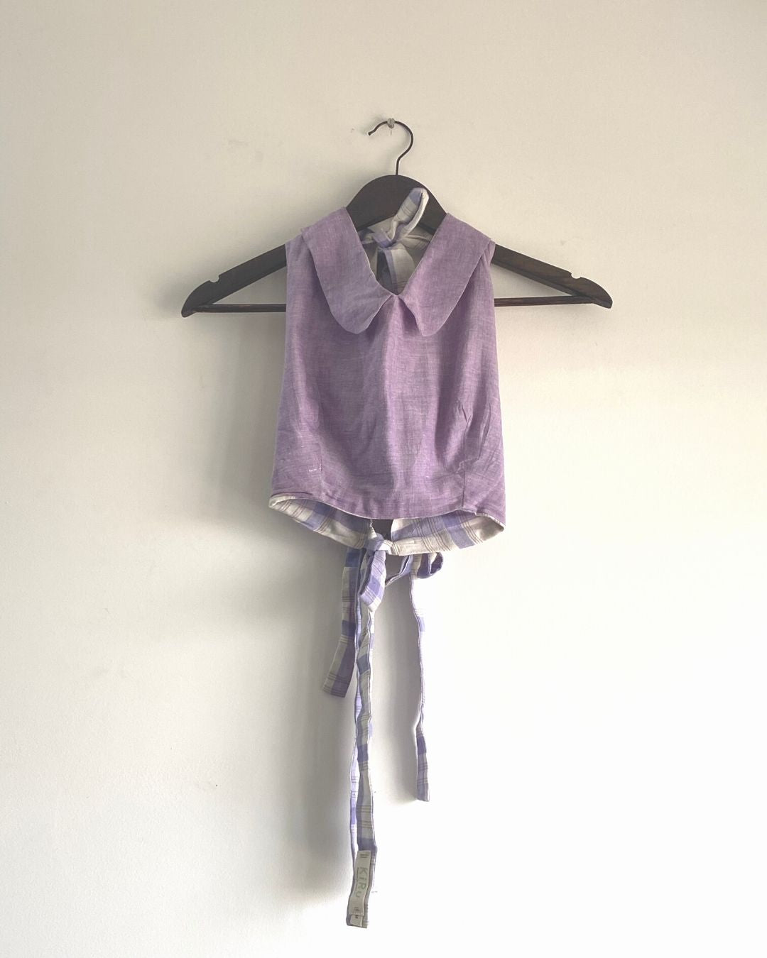 Halter neck cotton reversible top| Checks and Purple ulta