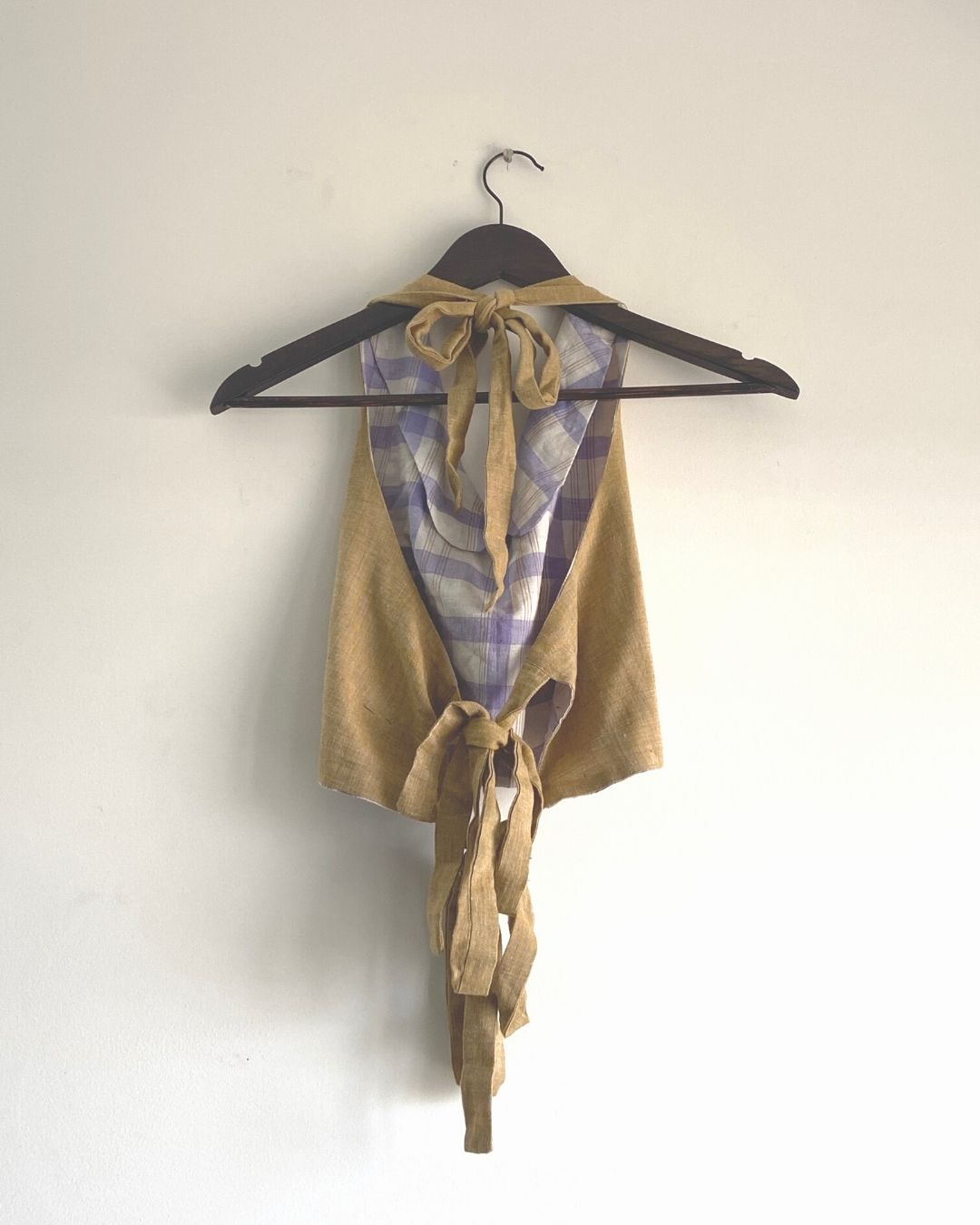 Halter neck cotton reversible top | Checks and Brown ulta