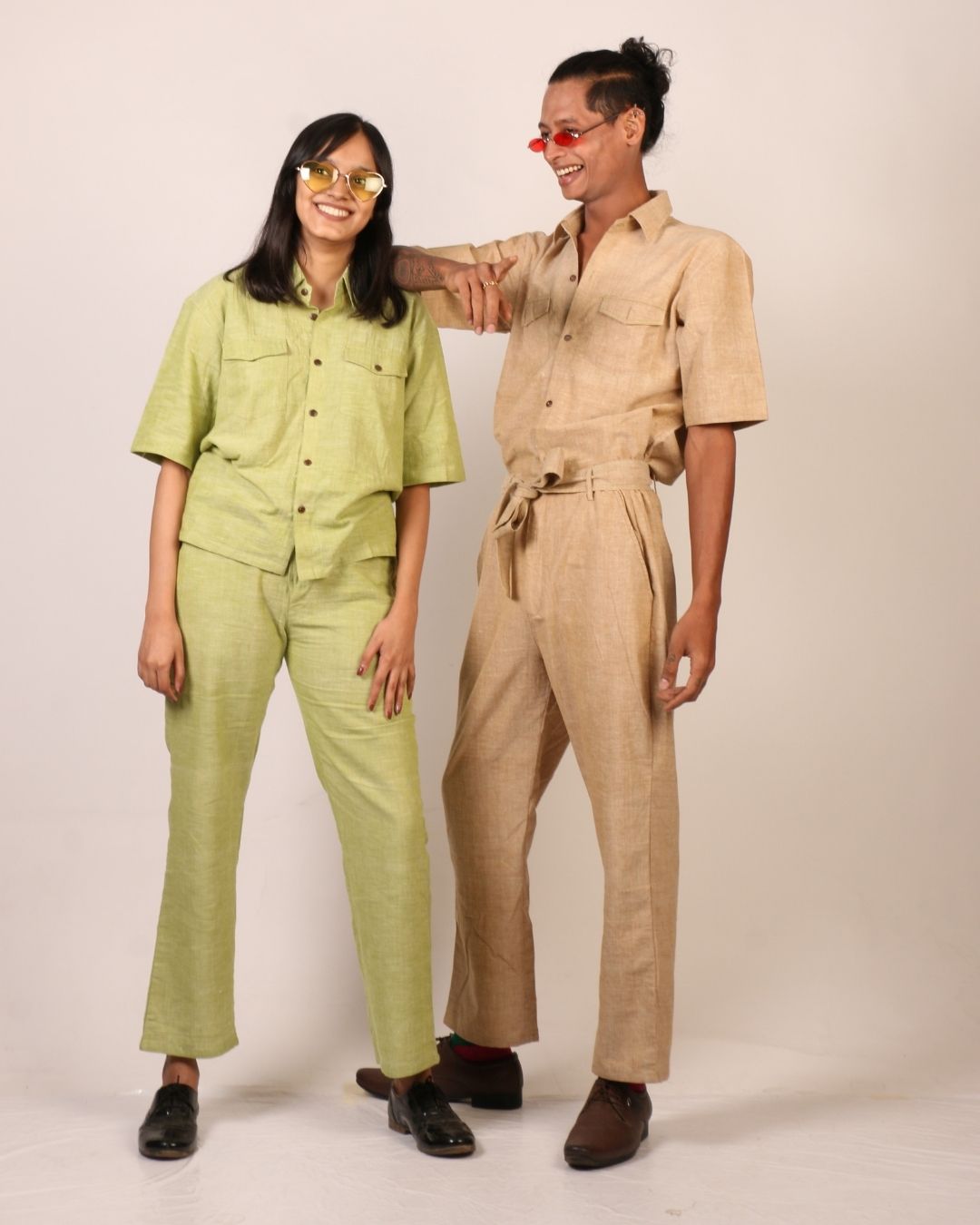 Handwoven cotton shirt and trousers set (2 pcs)