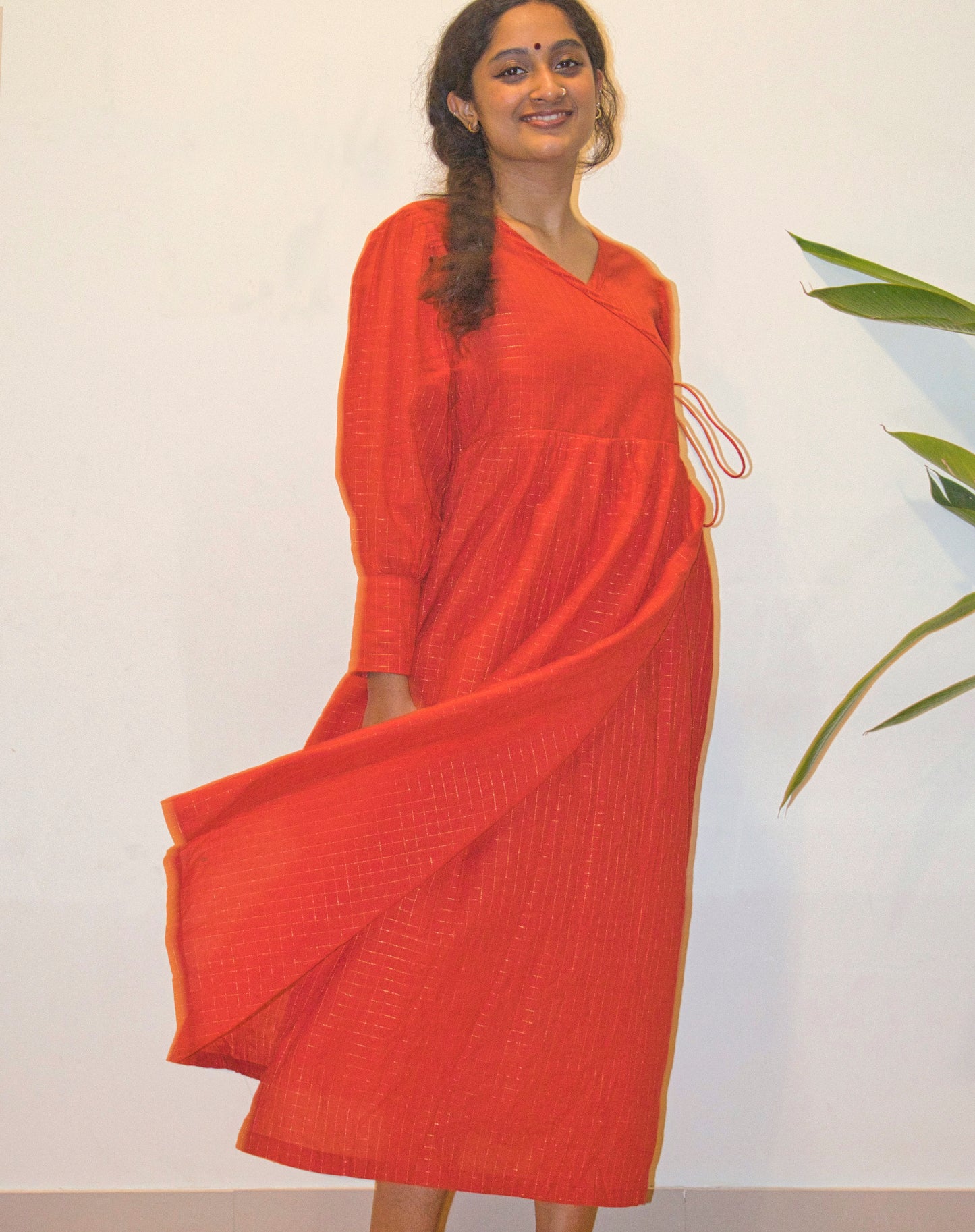 Red cotton zari checks Anarkali