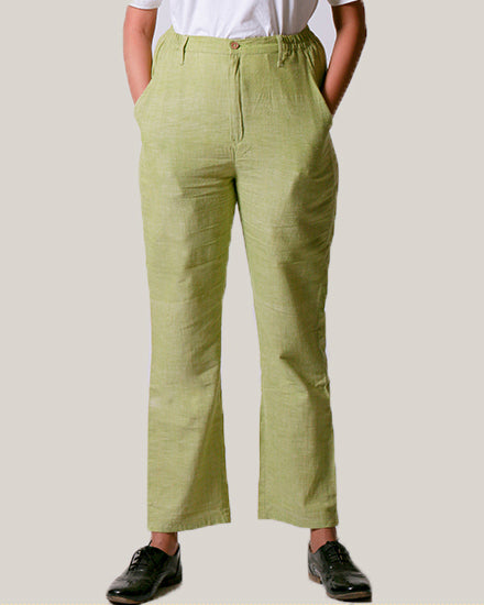 Green cotton summer trousers