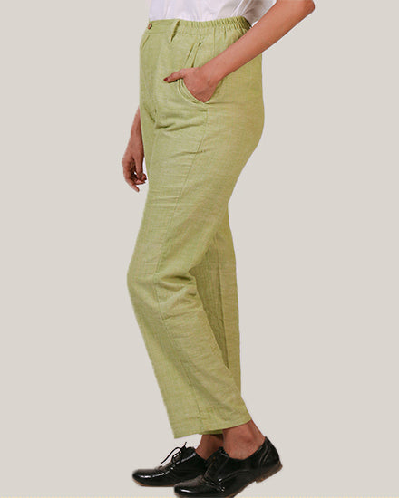 Green cotton summer trousers