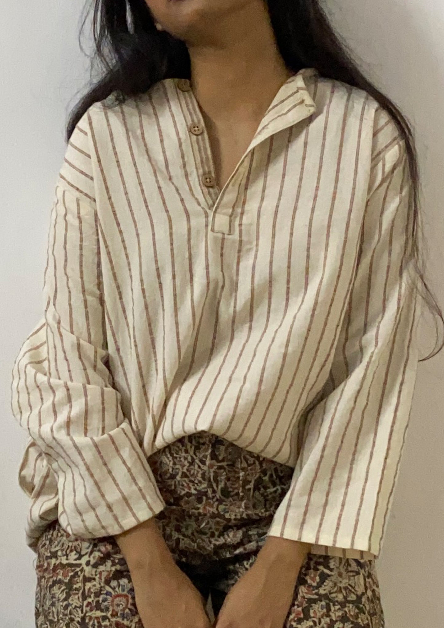 Handwoven cotton overlap reversible top