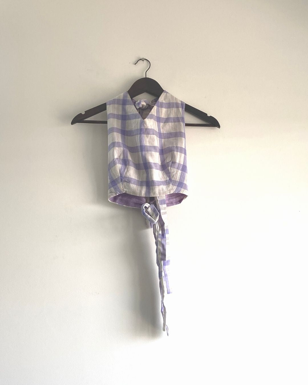 Halter neck cotton reversible top| Checks and Purple ulta