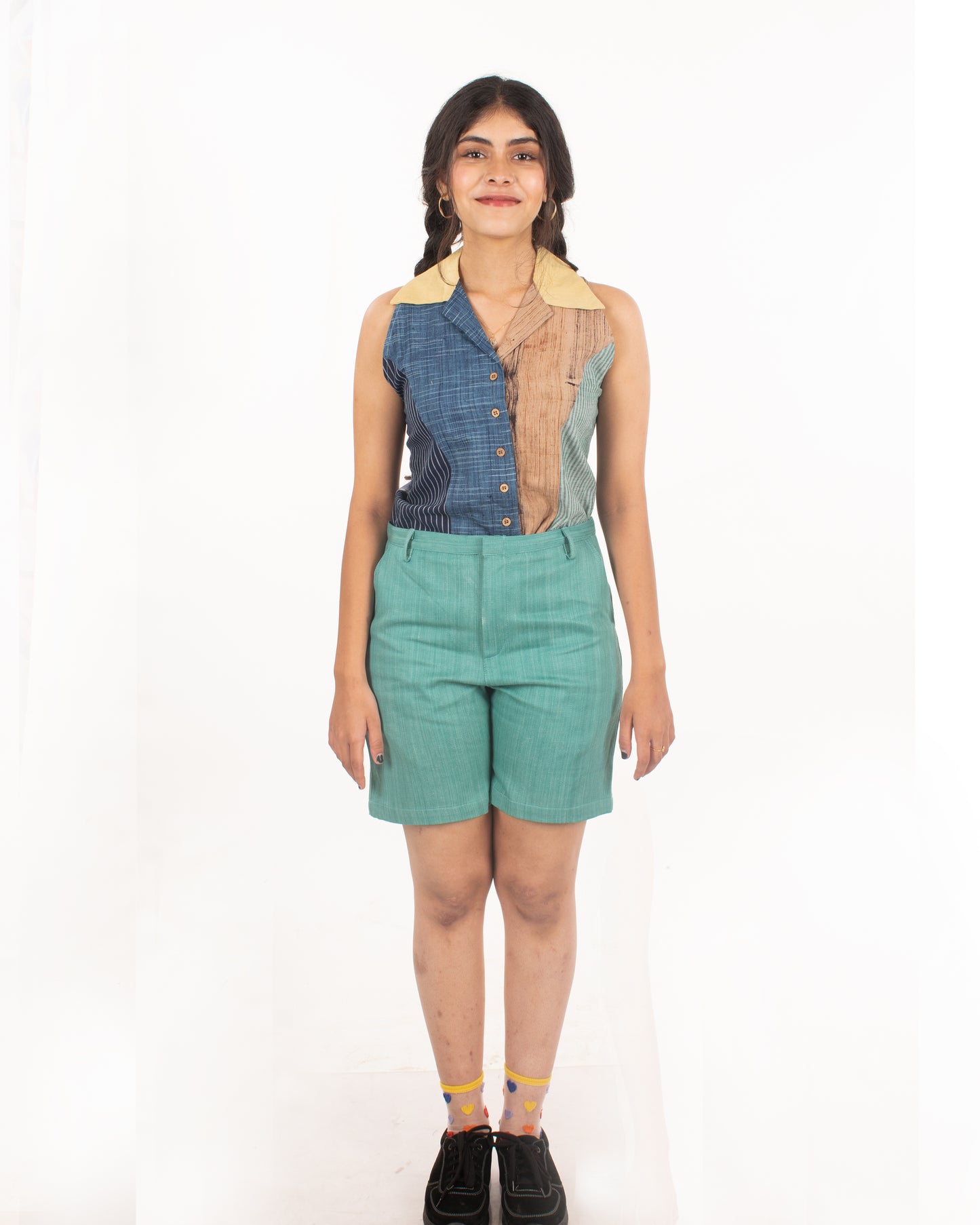Mojito Upcycled Teal denim shorts