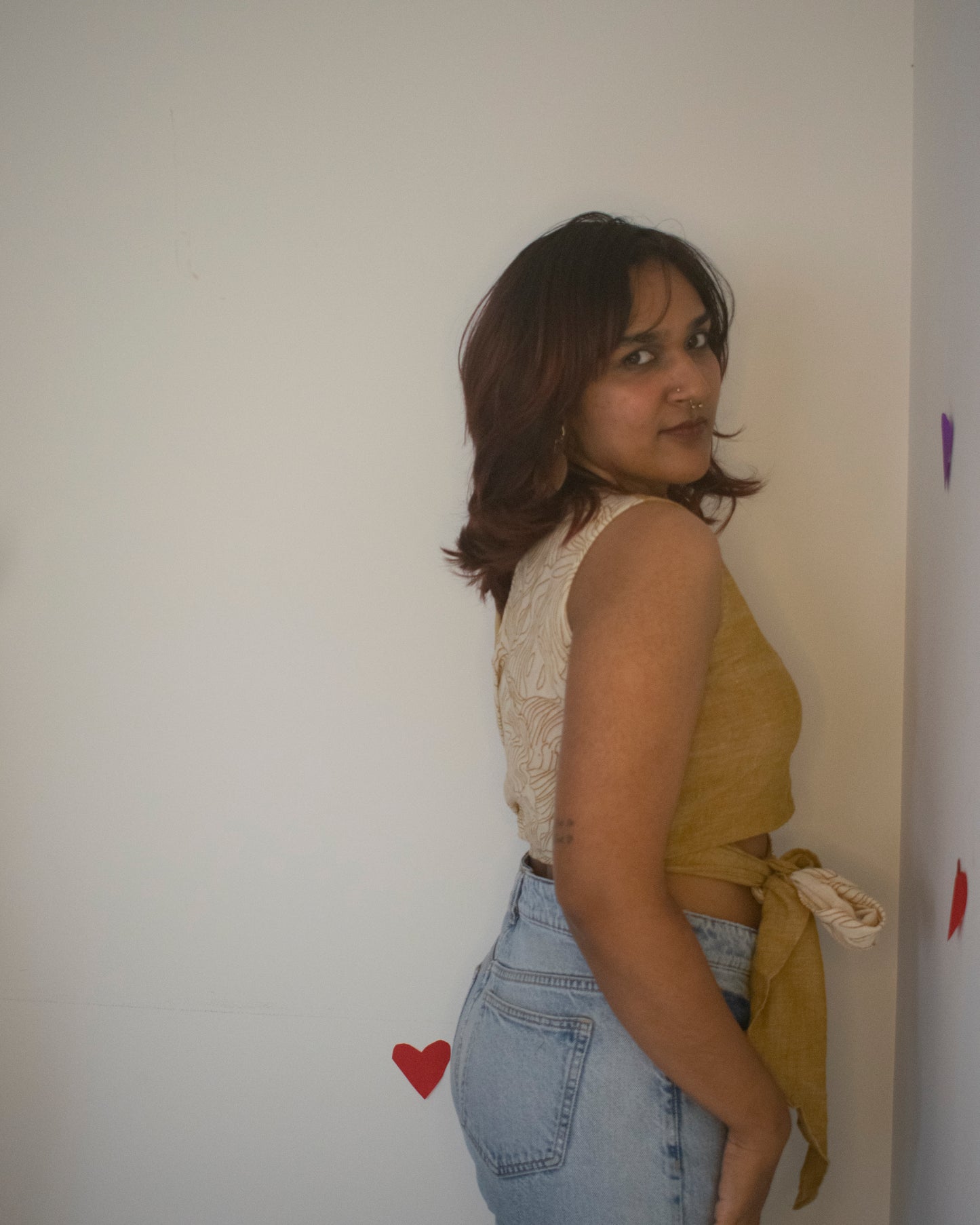 Coconut Barfi Reversible Wrap Top With Tie Up Detail