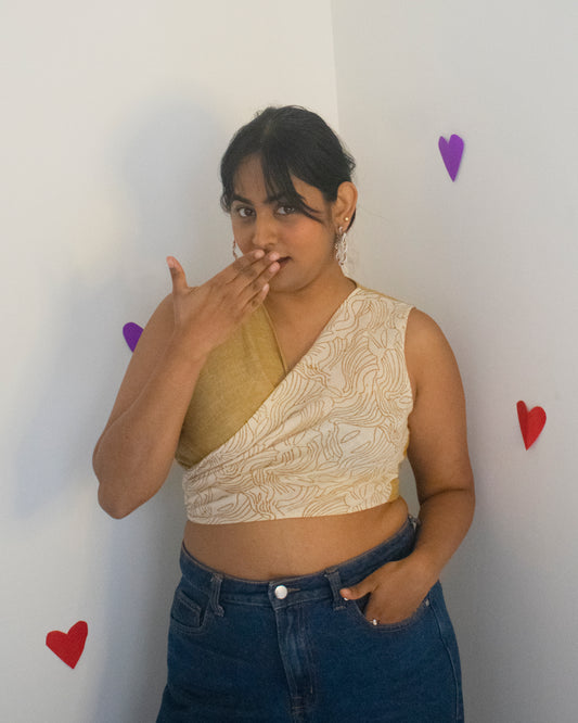 Coconut Barfi Reversible Wrap Top With Tie Up Detail