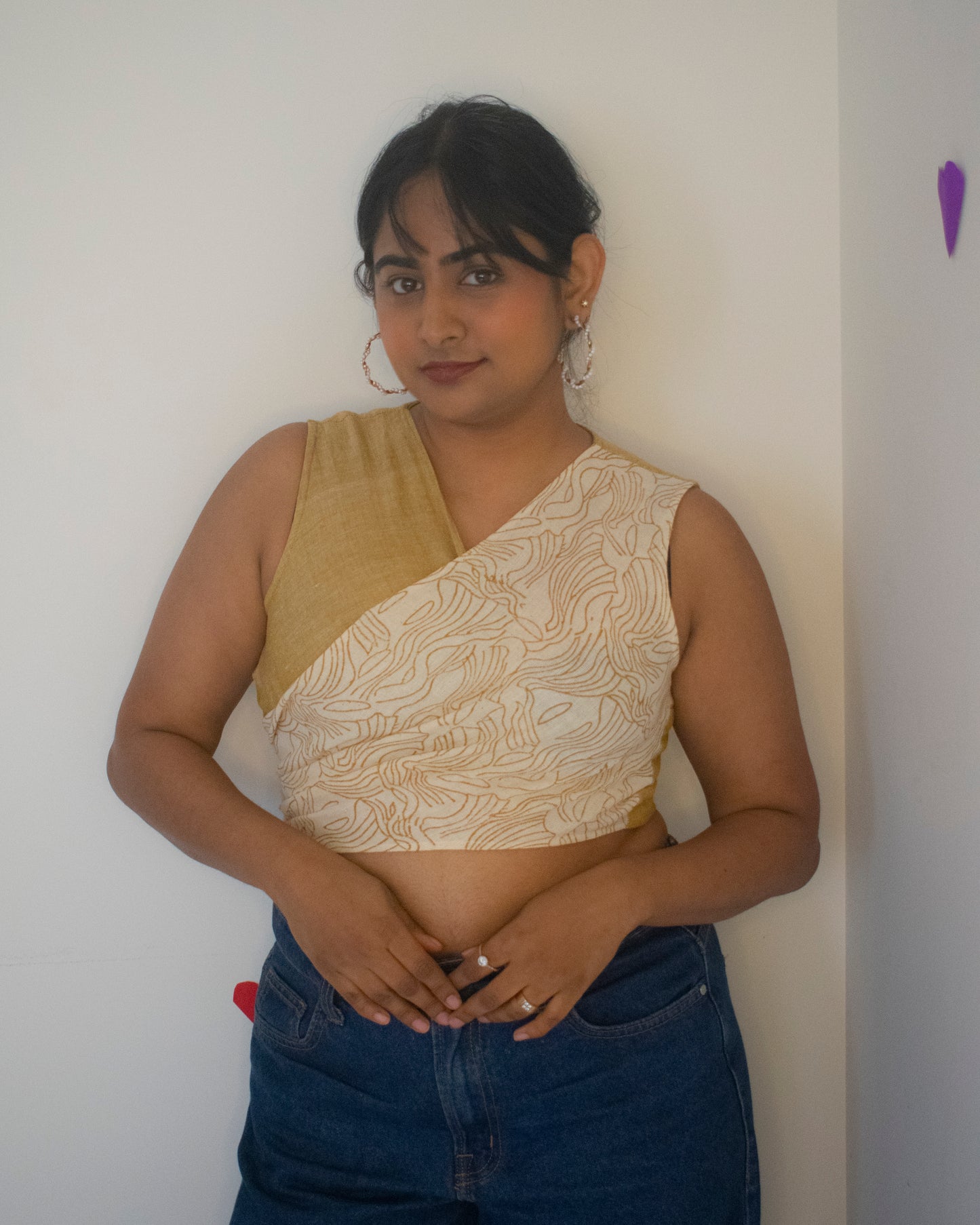 Coconut Barfi Reversible Wrap Top With Tie Up Detail