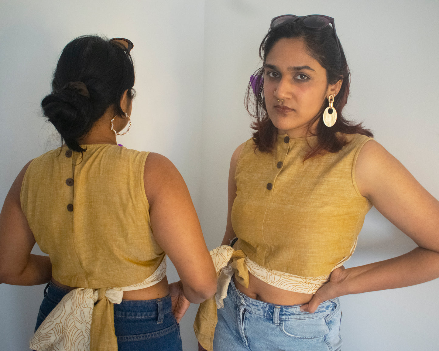 Coconut Barfi Reversible Wrap Top With Tie Up Detail
