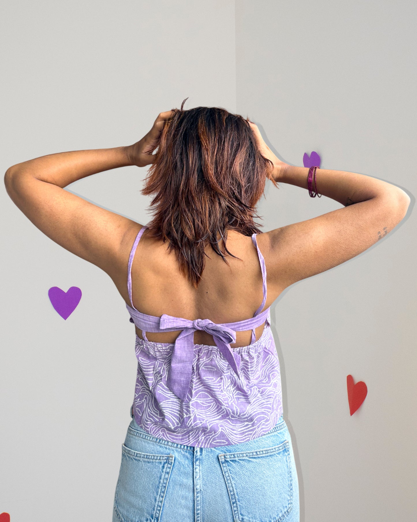 Jamun Strappy Top With Bow Back Detailing