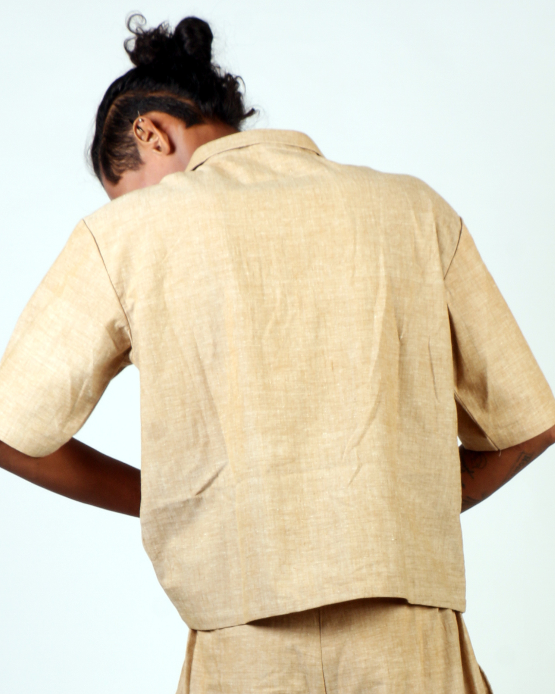 Green/Brown khadi cotton shirt