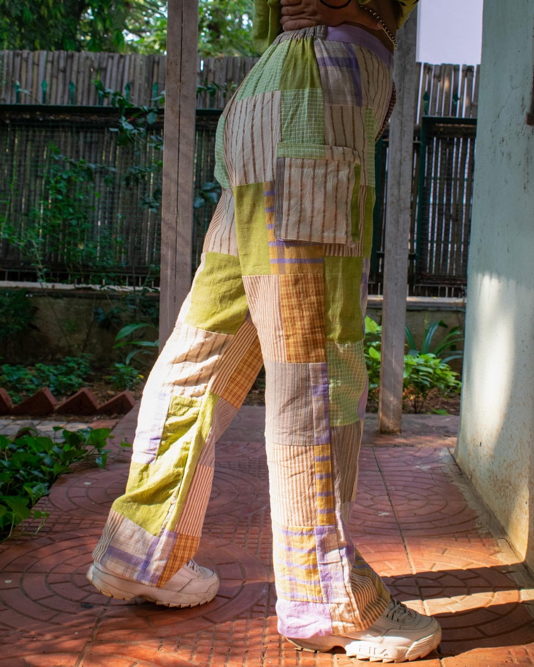 Chindi patch on trousers