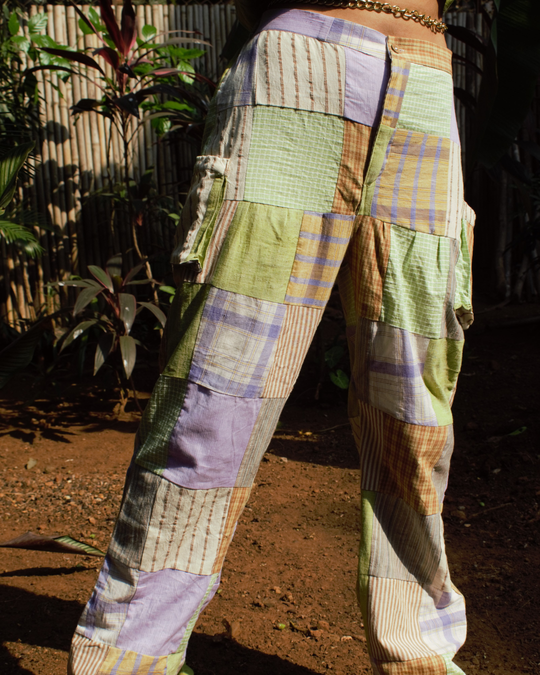 Chindi patch on trousers
