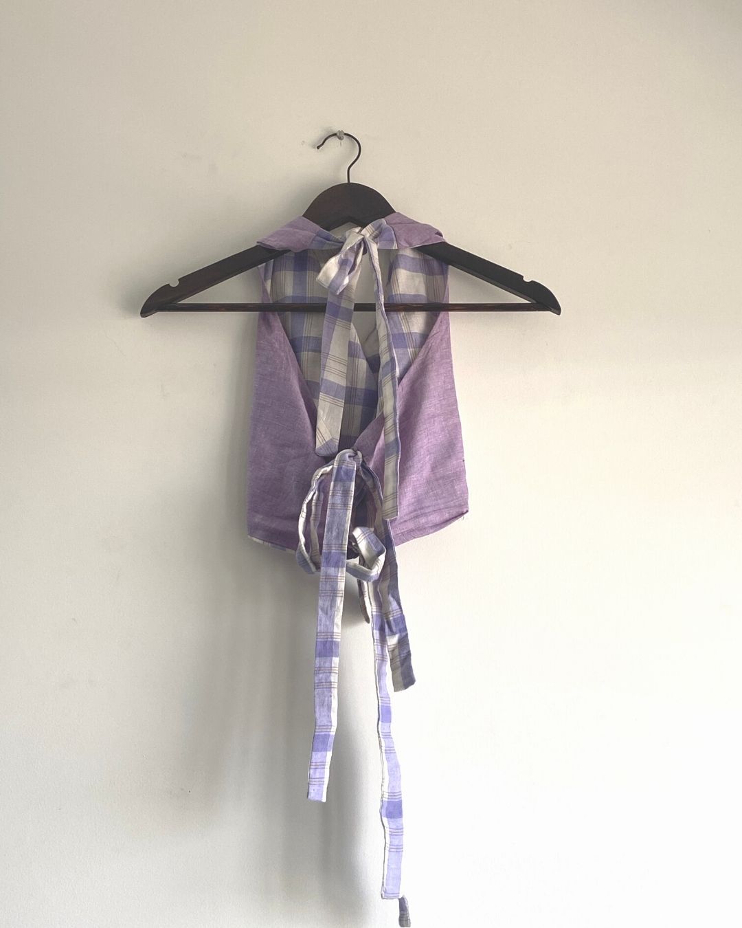 Halter neck cotton reversible top| Checks and Purple ulta
