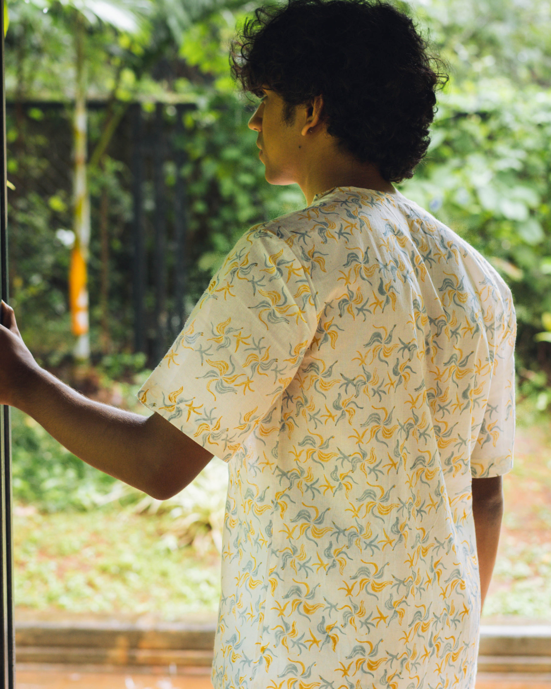 Hand-block printed 2-in-1 shirt