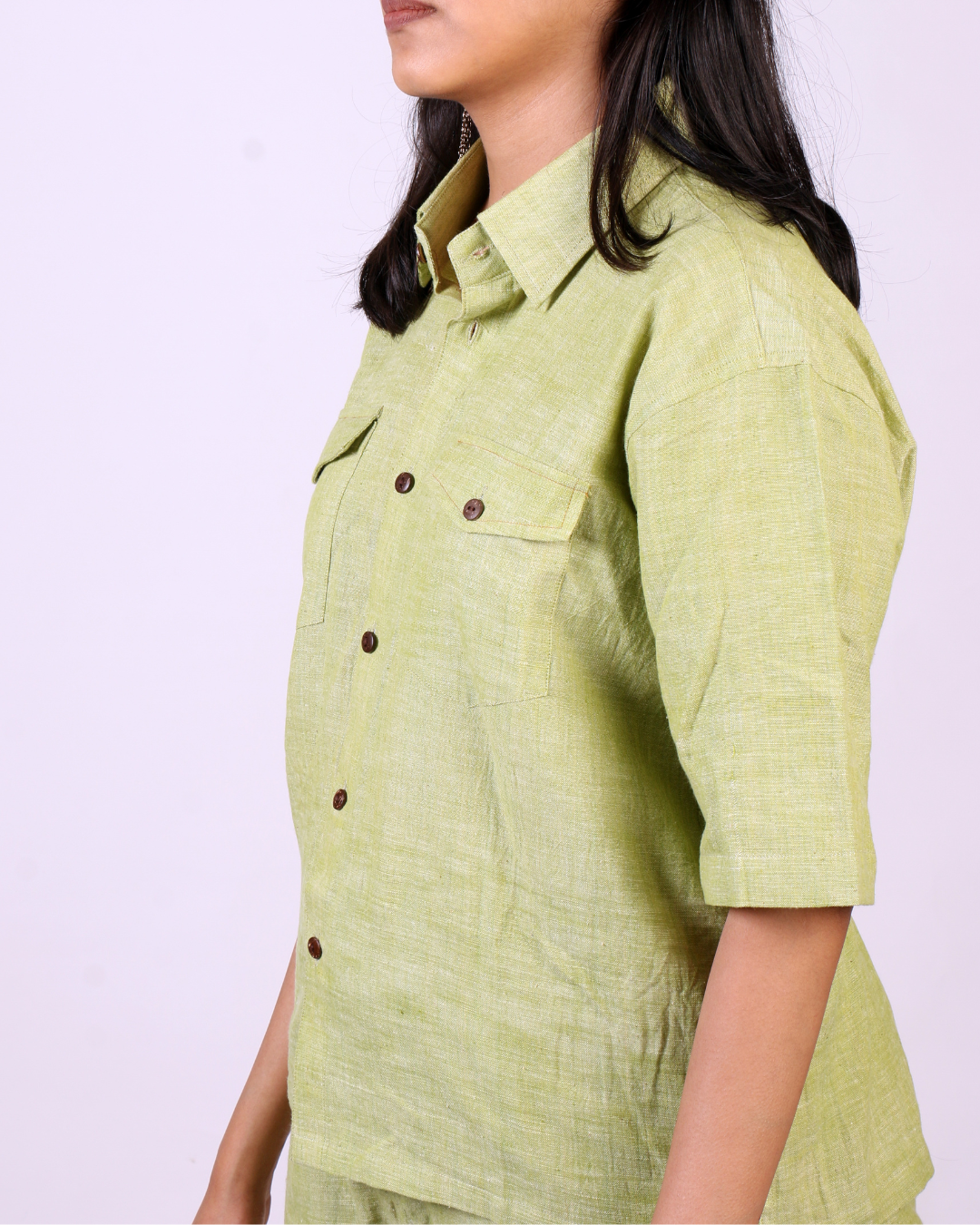 Green/Brown khadi cotton shirt