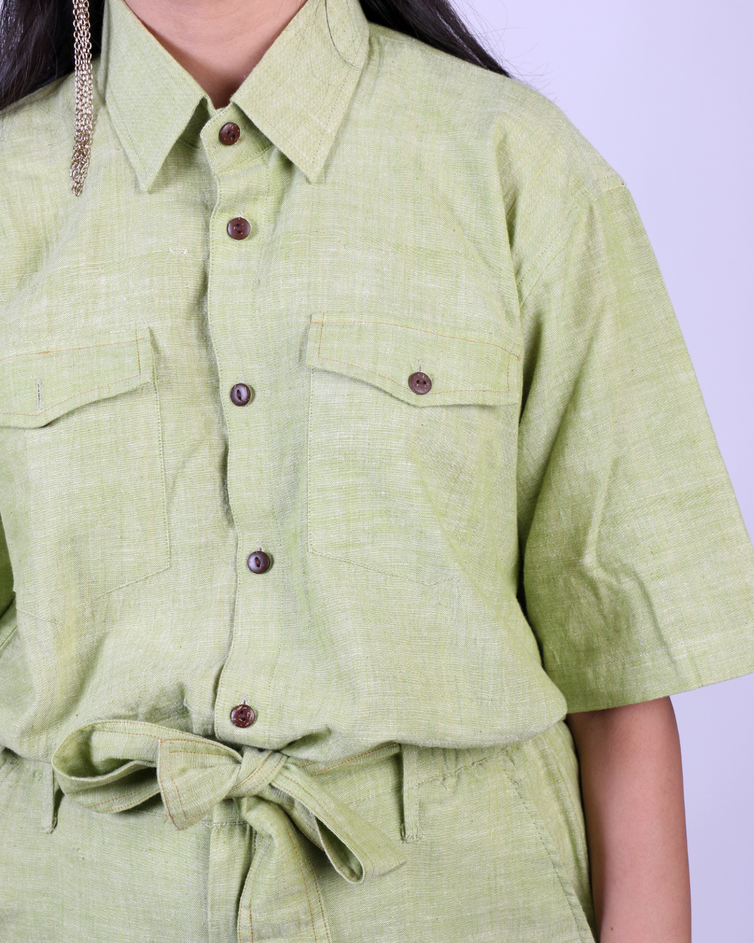 Green khadi cotton shirt