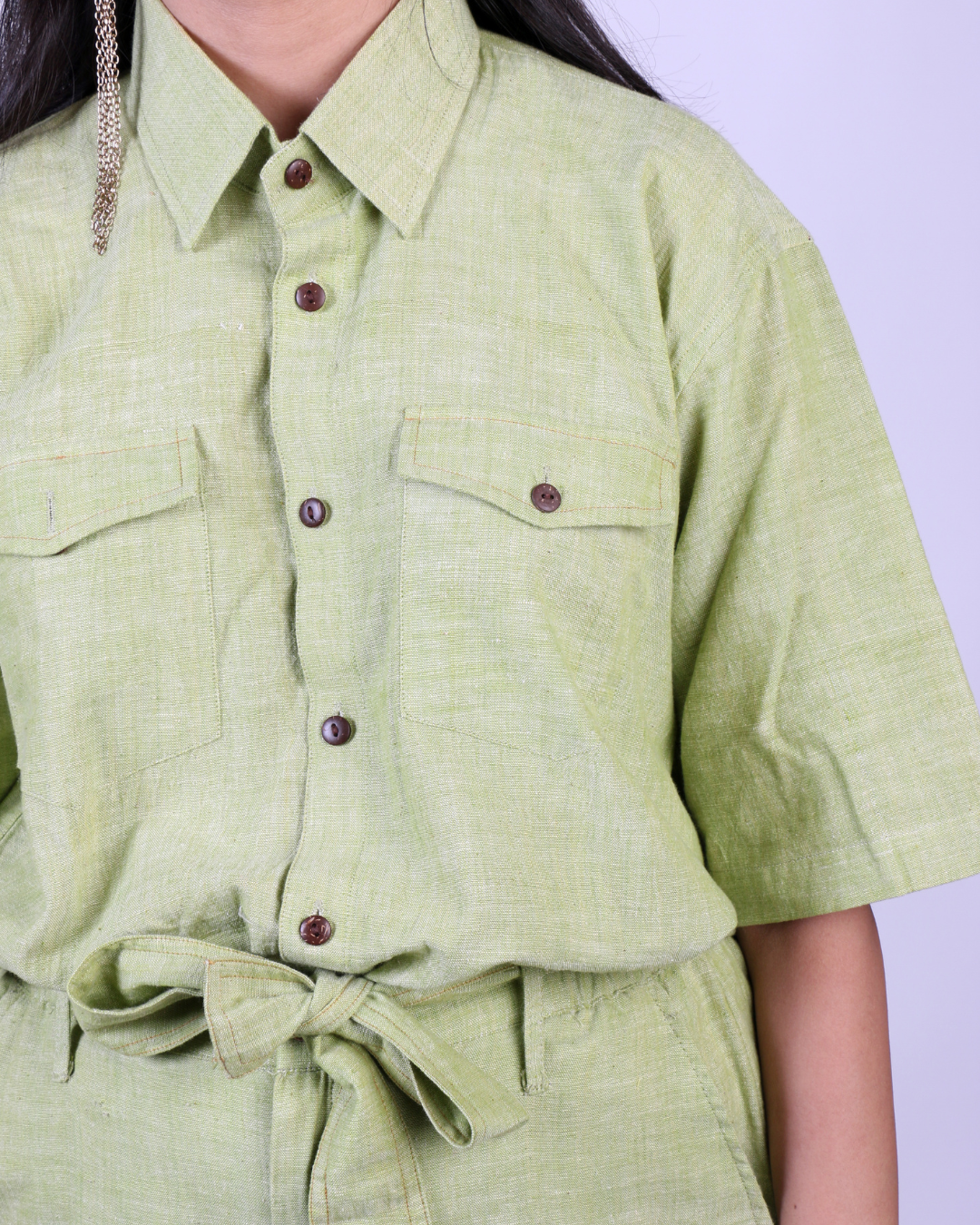 Green/Brown khadi cotton shirt