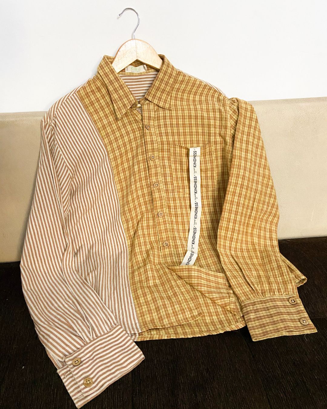 Handwoven checks and striped cotton shirt