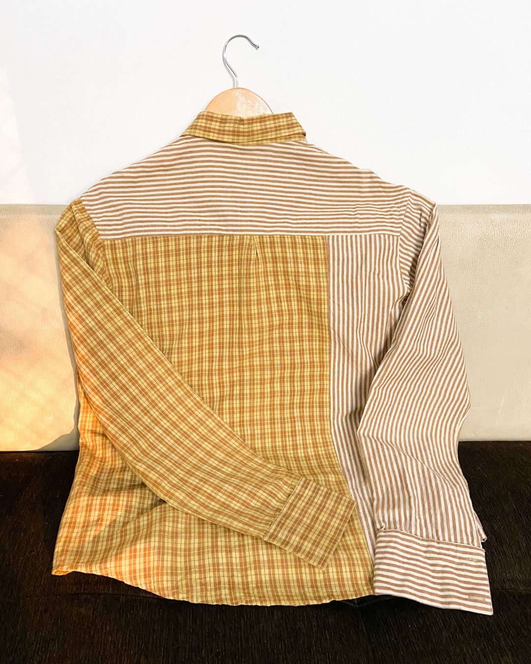 Handwoven checks and striped cotton shirt