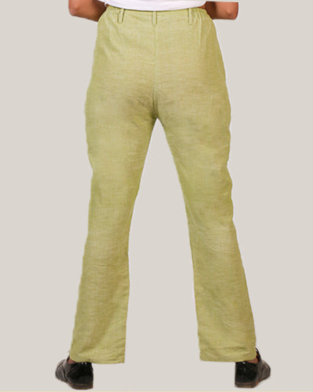 Green khadi cotton summer trousers