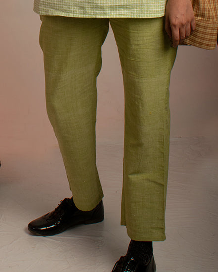 Green khadi cotton summer trousers