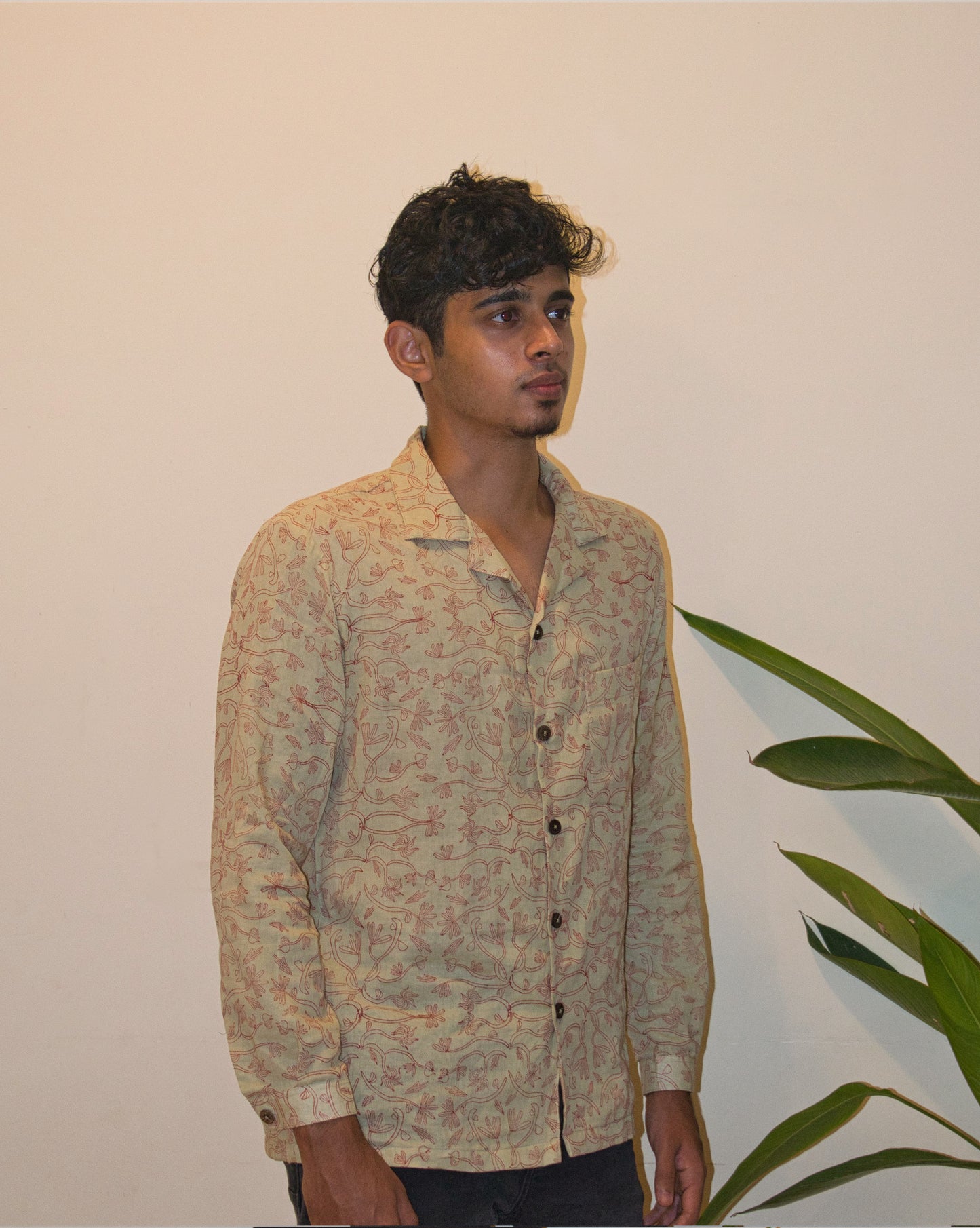 Beige hand-block printed Shirt