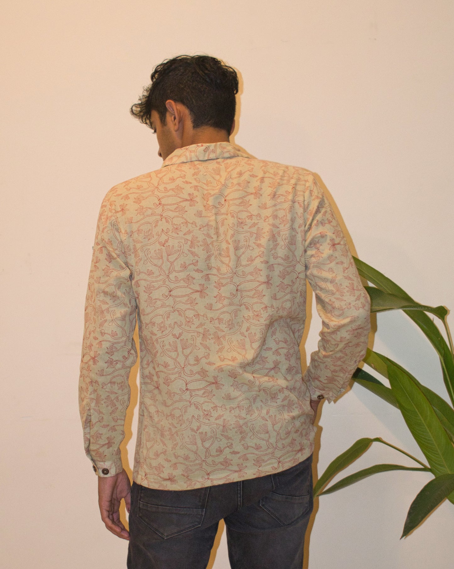 Beige hand-block printed Shirt