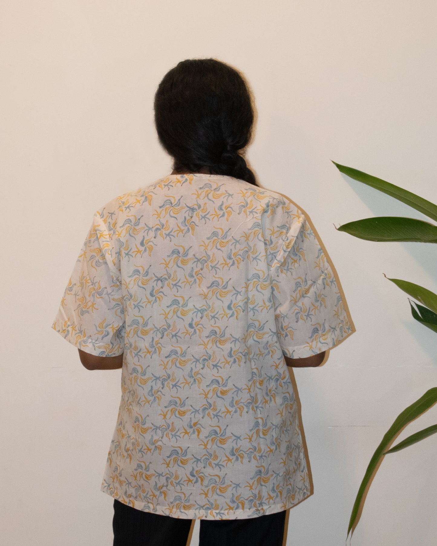 Hand-block printed 2-in-1 shirt