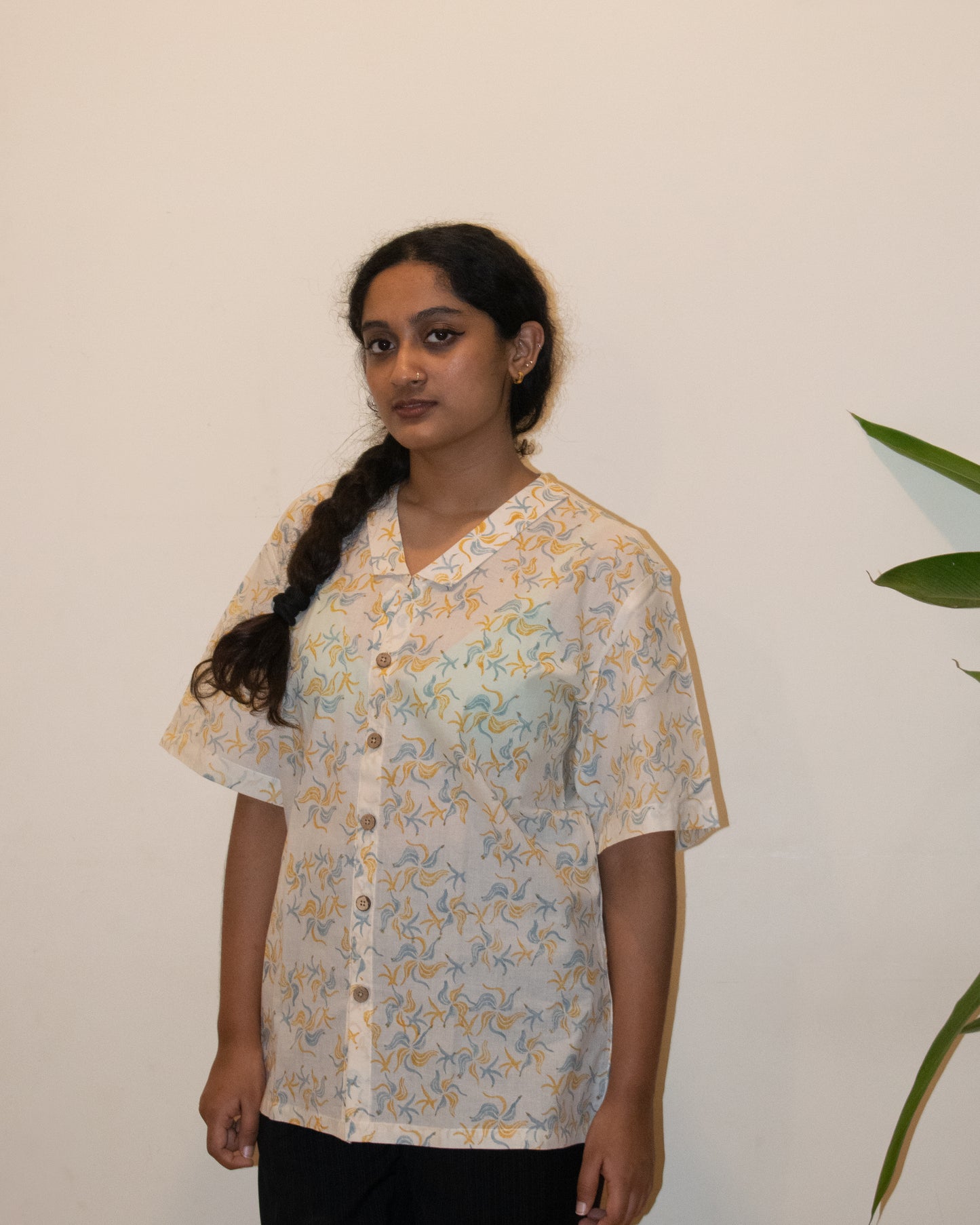 Hand-block printed 2-in-1 shirt