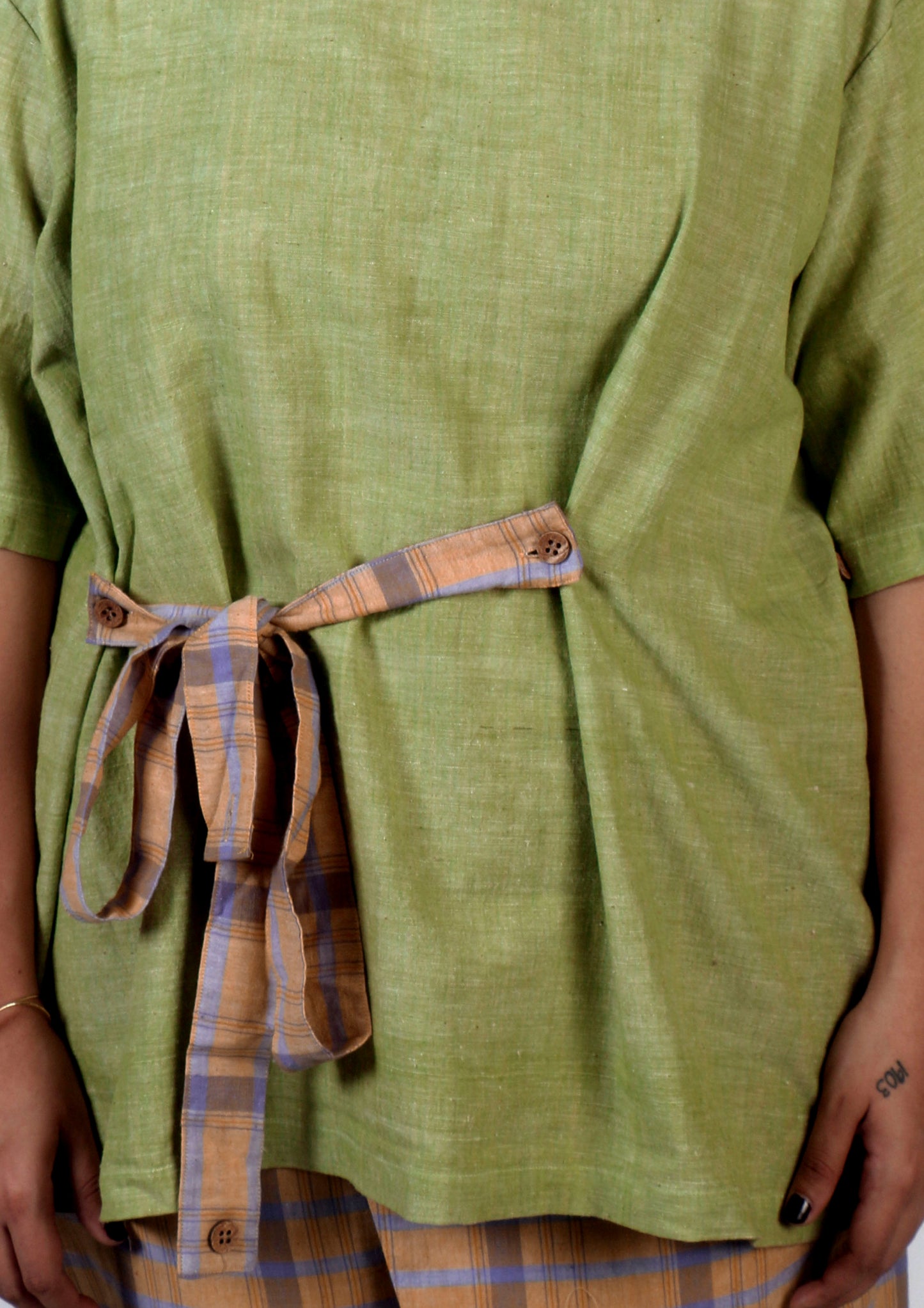 Green khadi cotton tunic