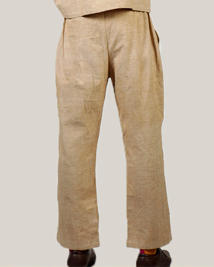 Green khadi cotton summer trousers