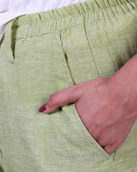 Green khadi cotton summer trousers