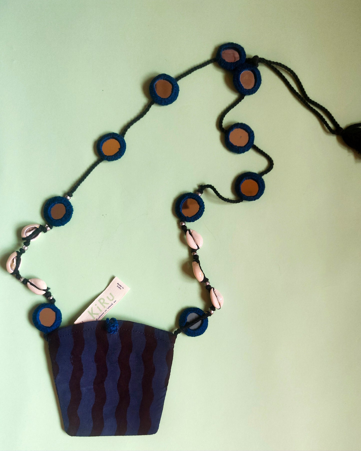 LOOK HERE statement Lambani necklace with pouch