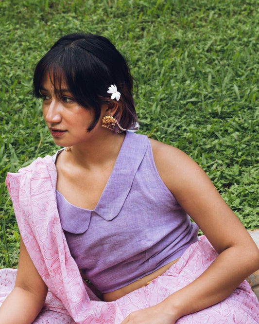 Halter neck cotton reversible top| Checks and Purple ulta