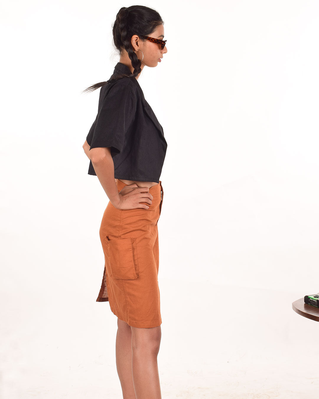 Brown cargo skirt with pockets