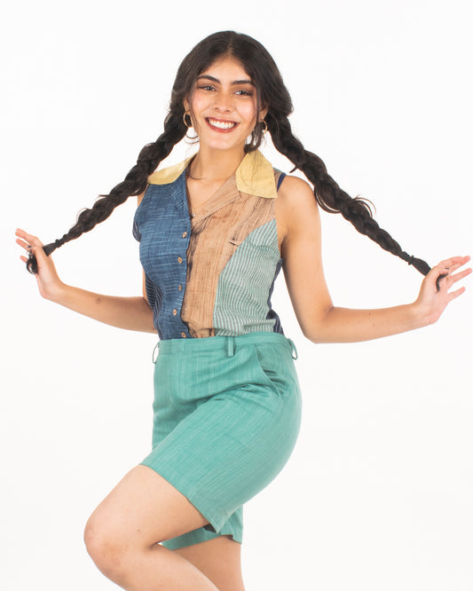 Mojito Upcycled Teal denim shorts