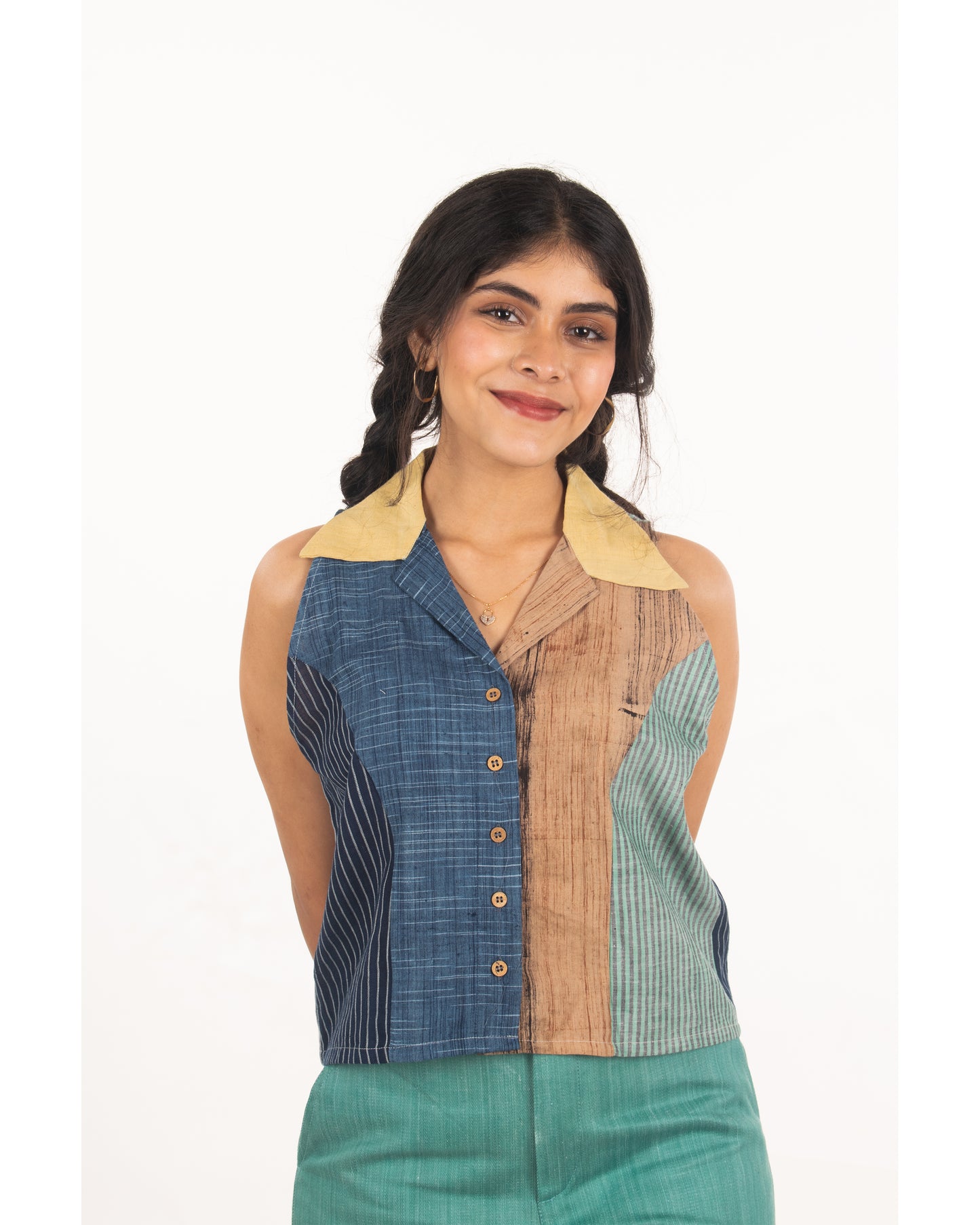 Racerback sleeveless patchwork shirt (S/M)