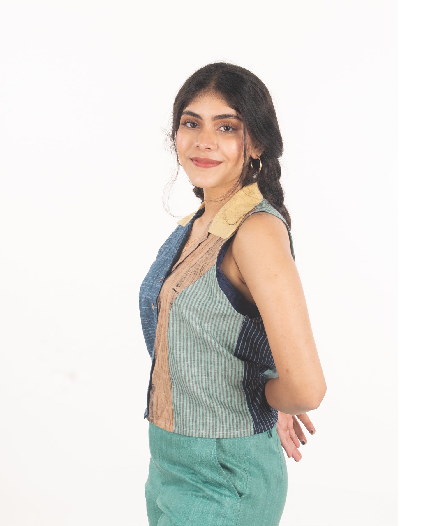 Racerback sleeveless patchwork shirt (S/M)