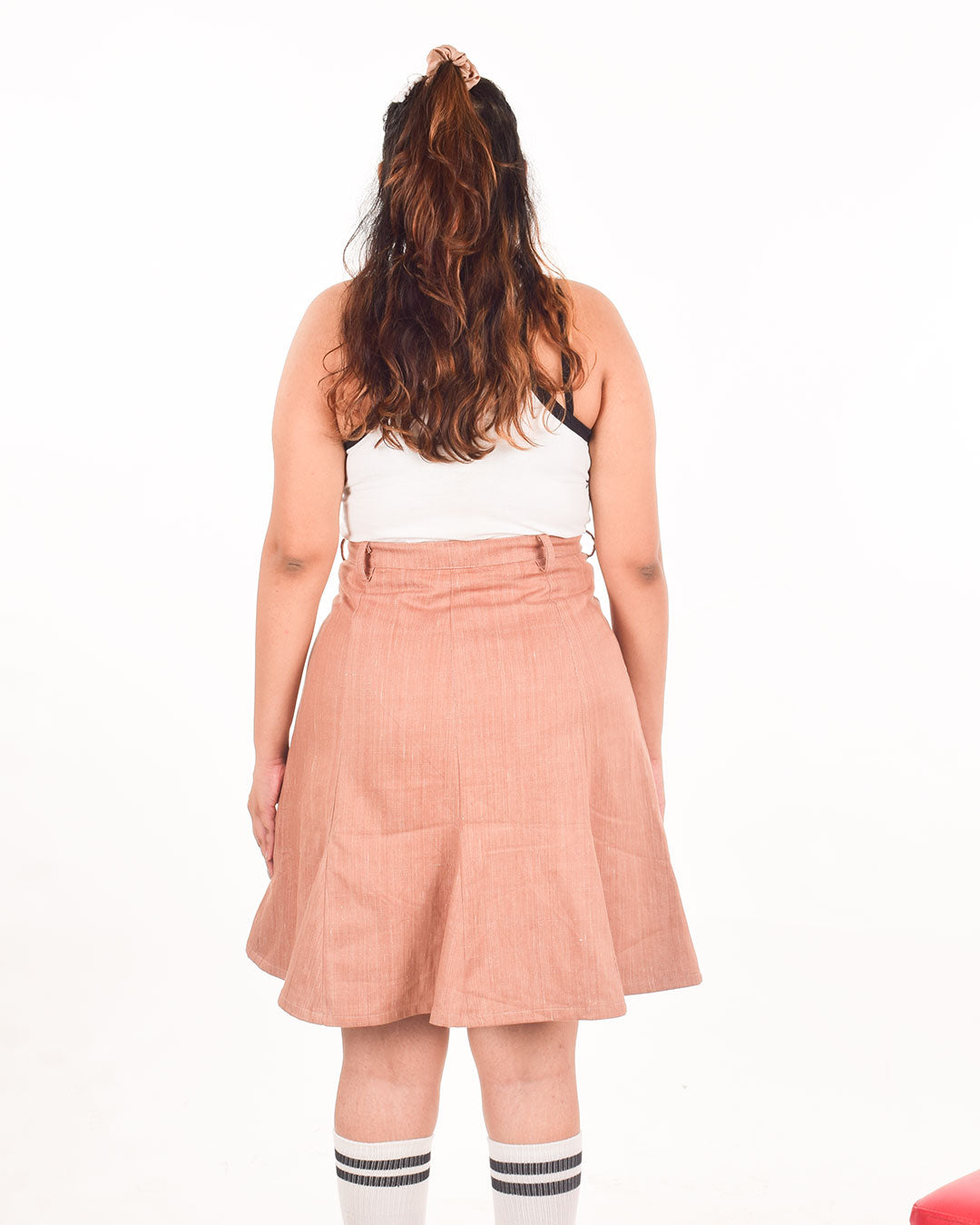 Upcycled brown khadi denim skirt